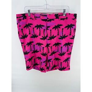 OPPOSUITS Mens Tropicool Palm Tree Hot Pink Shorts Size 48 Pockets Casual